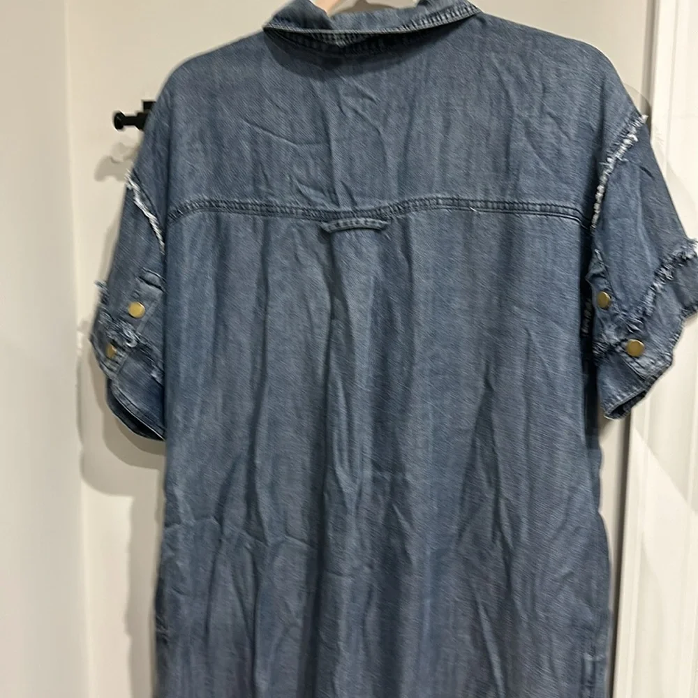 Easel medium distressed denim dress. - Picture 4 of 6